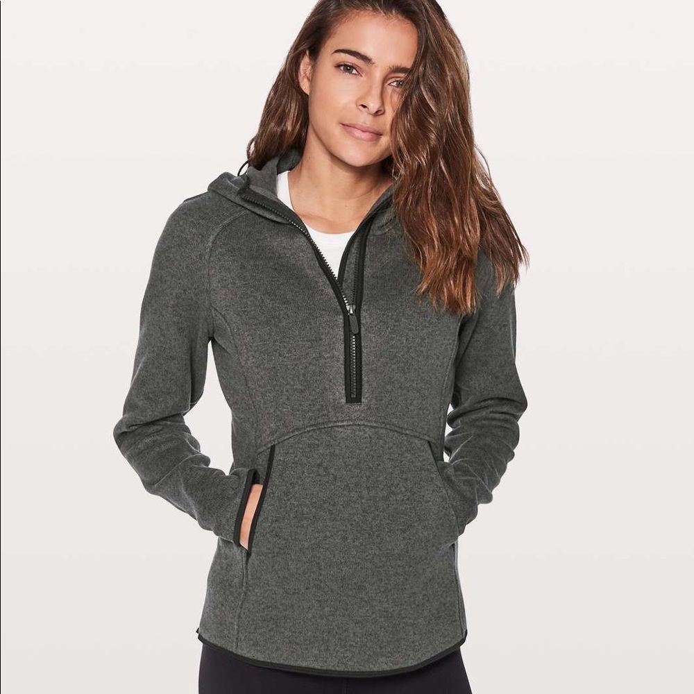 LULULEMON  Dark Gray Quarter Zip Hoodie Size 4